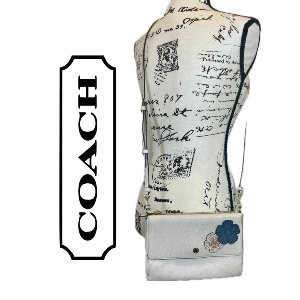 COACH CROSSBODY TEA‎ ROSE WILLOW LEATHER CHALK COLOR  VERSATILE ICONIC